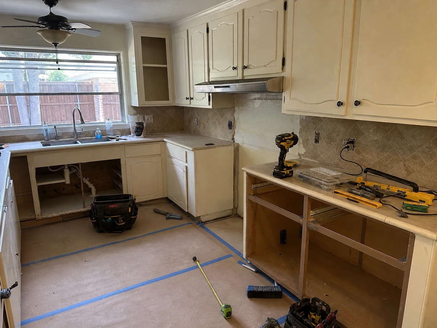 Dallas kitchen during cabinet removal for a layout change